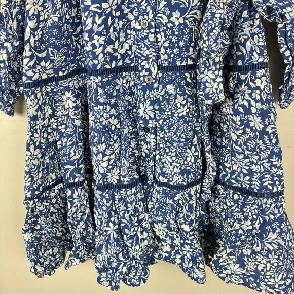 Madewell Tiered Dress Ditsy Floral Navy Womans Sz 6 Boho Beachy NWT - Picture 4 of 9